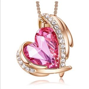 Heart Pendant Necklaces Silver Tone Rose Gold